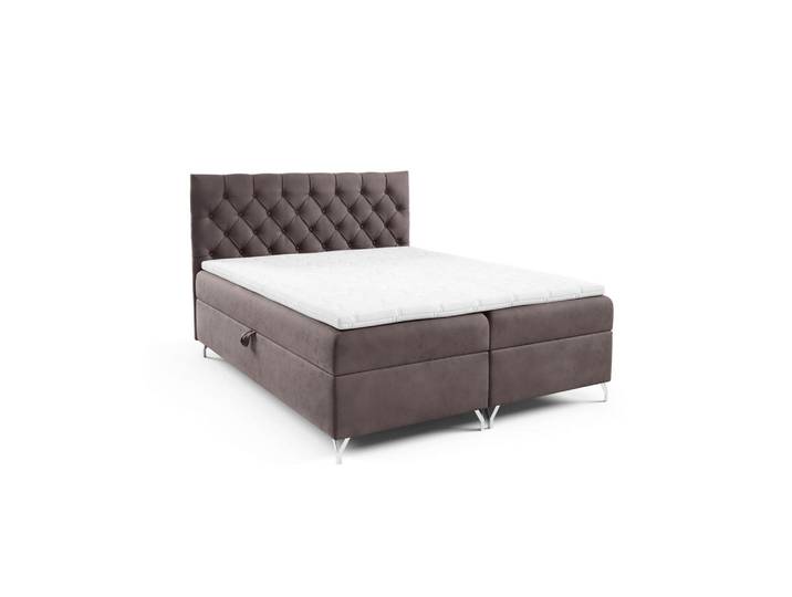 Home Collective Boxspringbett mit Stauraum und Topper Hellbraun 160x200 cm, 160x200 cm, Schlafzimmer, Betten, Boxspringbetten