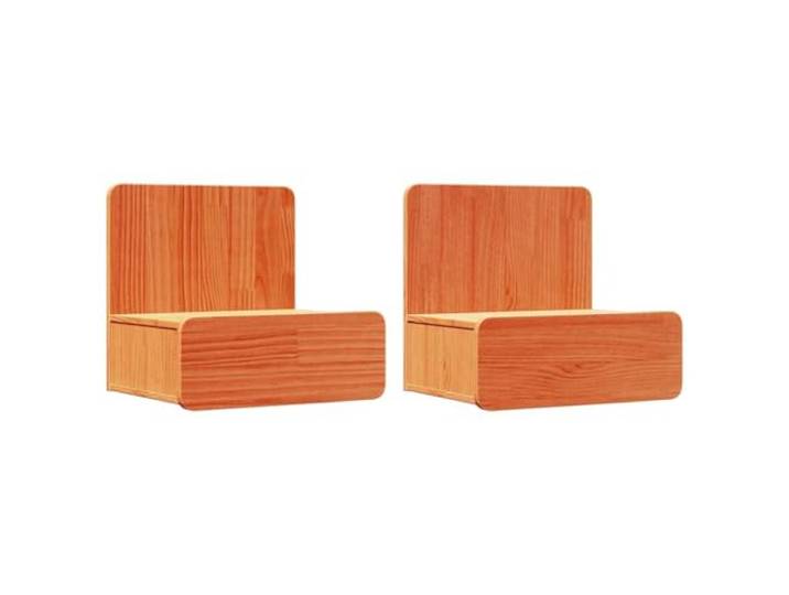KGFHERENB 2er Set Nachttisch Massivholz Kiefer 44x32,5x40cm Wachsbraun Kompakte Nachtkommode aus Echtholz für das Schlafzimmer mit zwei praktischen Schubladen für persönliche Gegenstände.