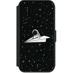 Nivocase Klapphülle für Apple iPhone 8 Handyhülle aus Kunst Leder NIVOflip schwarz Astronaut Comic Papier (Apple iPhone 8), Smartphone Hülle, Schwarz