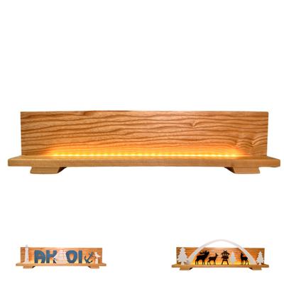 LED Dekolicht WEIGLA "Dekosockel aus lackiertem Eschenholz, BxHxT: 60x14,4x7 cm", braun (natur), B:60cm H:14,4cm T:7cm, Leuchten, Deko aus dem Erzgebirge für Weihnachten und das ganze Jahr