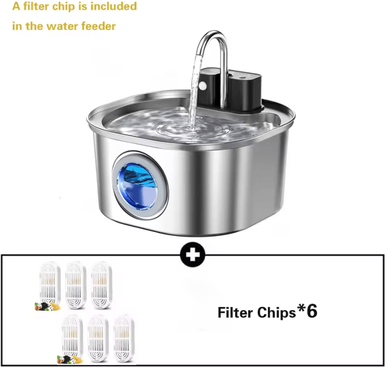 Inspire Curations Wireless Charging Stainless Steel Cat Water Fountain 3.2L 108oz Sensor Water Dispenser add 6filters l 3.2l
