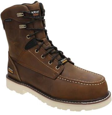 "Ariat Rebar Lift 8"" WP Comp Toe - Mens 8.5 Brown Boot D"