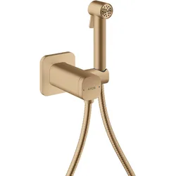 hansgrohe AXOR Bidette Showers Bidette Handbrause 1-jet EcoSmart, softsquare, füt Mischwasser, mit Brausehalter und Brauseschlauch 1,25m, 29243140, Farbe: Brushed Bronze