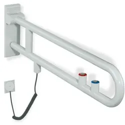 Hewi 801 E-Stützklappgriff 801.50.71584 850 mm, umbra, Spül-/Funktionstaste, roter Ring