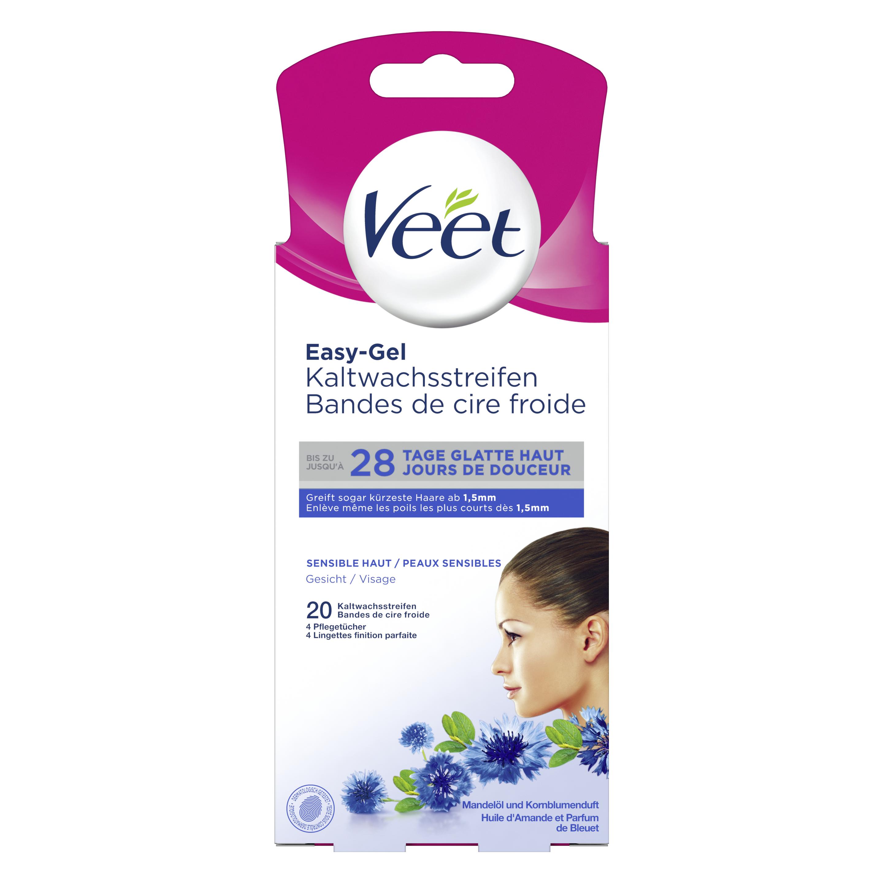 Veet Kaltwachsstreifen sensitive Haut Gesicht (20x, 29 g) (3035215)