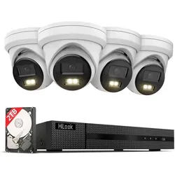 HiLook IK28P-480T LAN, Corded, Digital, Patch cable IP-Network video recorder set (3840 x 2160 Pixels), Netzwerkkamera, Schwarz