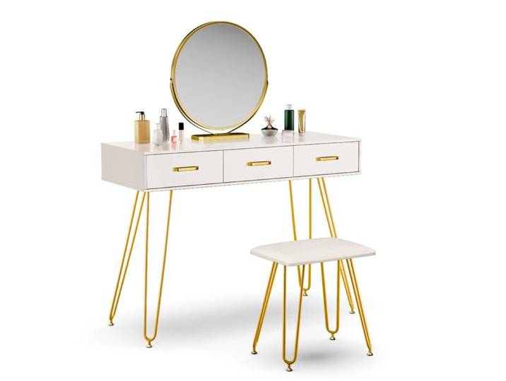 Blumfeldt LuxeConnect set de maquillage tabouret inclus miroir pivotant thermolaqué