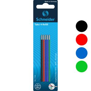 Schneider Kugelschreiberminen Take 4, 77290, Strichstärke M, farbig sortiert, 5 Stück