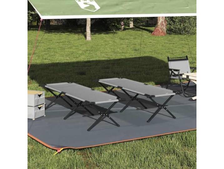 WXGTBKPR Klappbett 2er Set Camping Liege Stahlrahmen Oxford Grau Robustes Material, Platzsparend klappbar, Einfacher Aufbau ohne Werkzeug