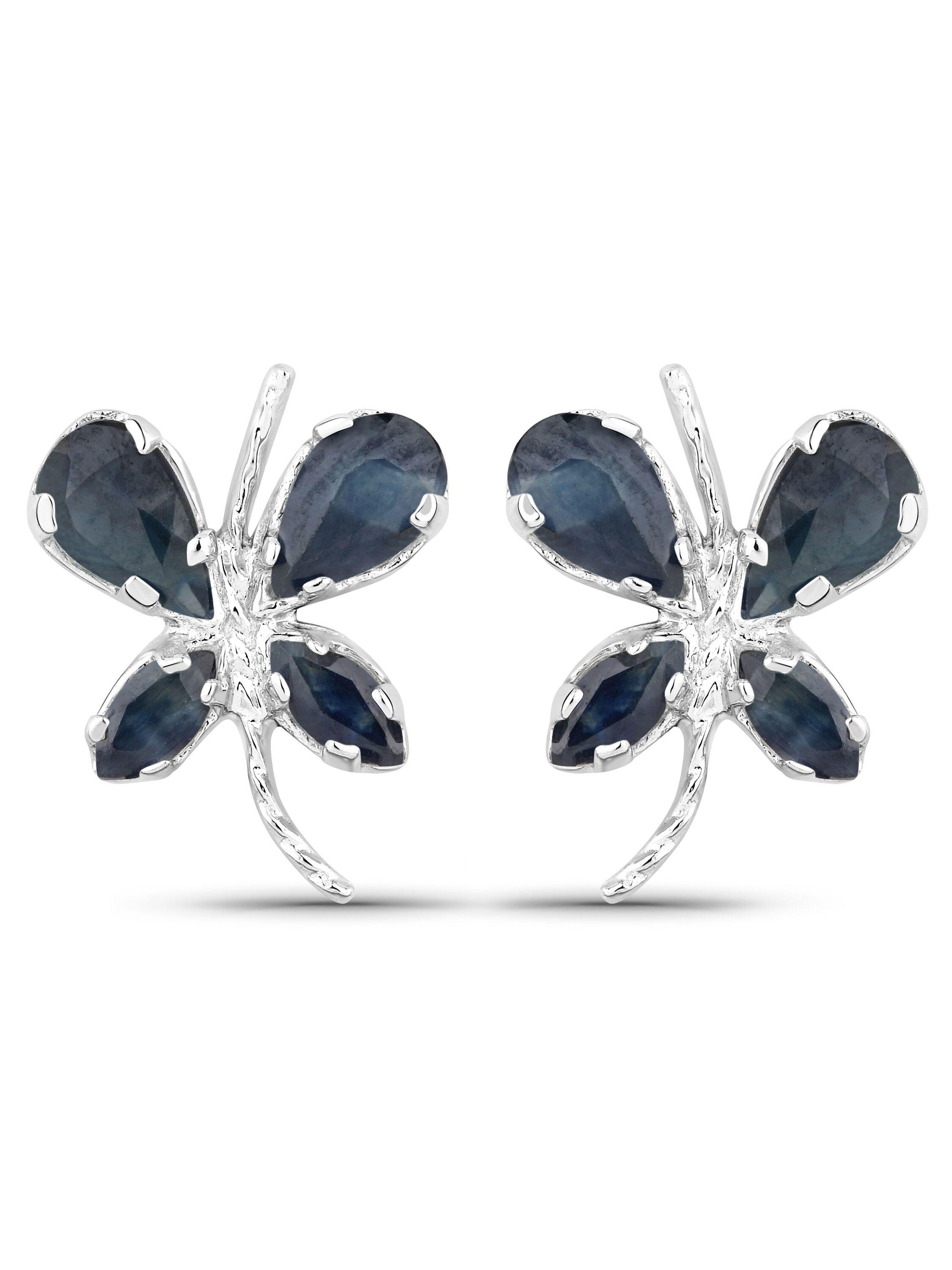 Vira Jewels Ohrringe Silber 925 rhodiniert Schmetterling-Motiv mit echten Saphir-Steinen