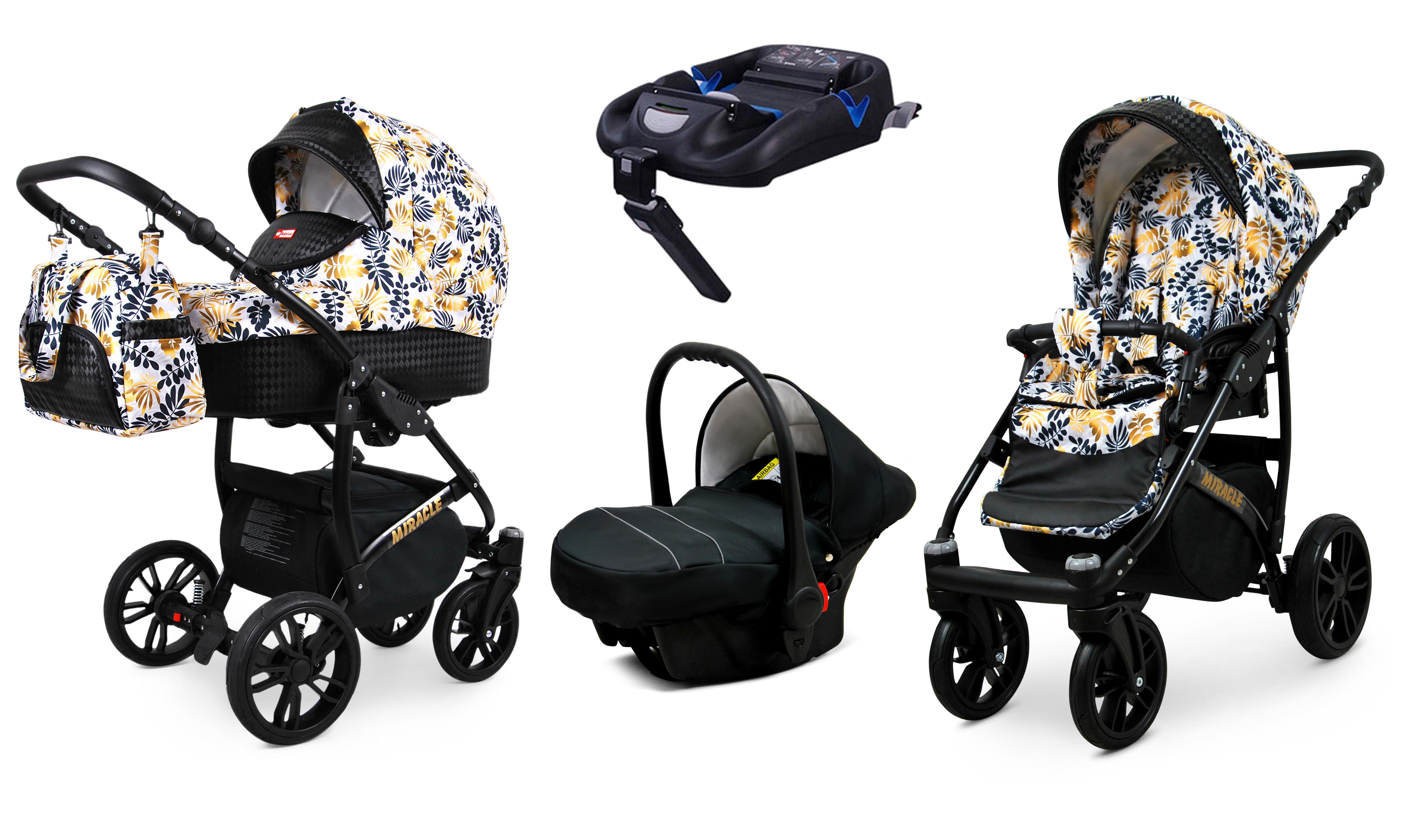 BabyLux Miracle | 4in1 Kinderwagen Set | Gold Leaf | Kombikinderwagen | Kinderwagenset