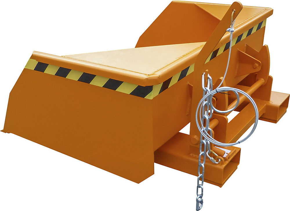 Staplerschaufel BSM, mechanisch mit Öffnung für Gabelzinken, Volumen 0.5 m³, gelborange RAL 2000 eurokraft pro