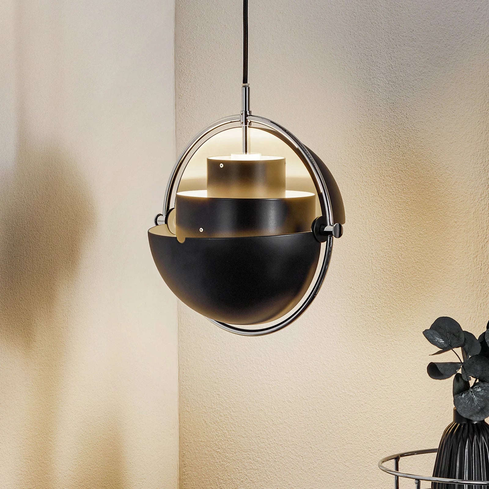 Gubi Multi-Lite hanglamp Chrome/Zwart