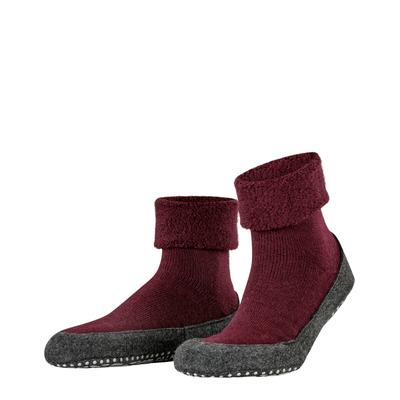 Haussocken FALKE "Cosyshoe", Herren, Gr. 41-42, rot (barolo), Merinowolle, Polyamid, normal, Socken, mit Merinowolle & rutschhemmender Sohle, atmungsaktiv