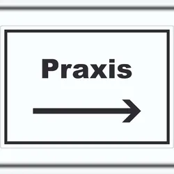 HB-Druck Praxis Aufkleber mit Text und Richtungspfeil rechts Arzt Gesundheit waagerecht A3 (297x420mm)