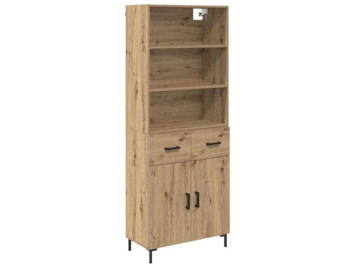 GHVBNMF Highboard 69,5x34x180cm Kommode Artisan-Eiche Holzwerkstoff Zweiteiliges Highboard aus Holzwerkstoff fuer Wohnzimmer und Esszimmer mit Schubladen und Tueren fuer strukturierte Ordnung.