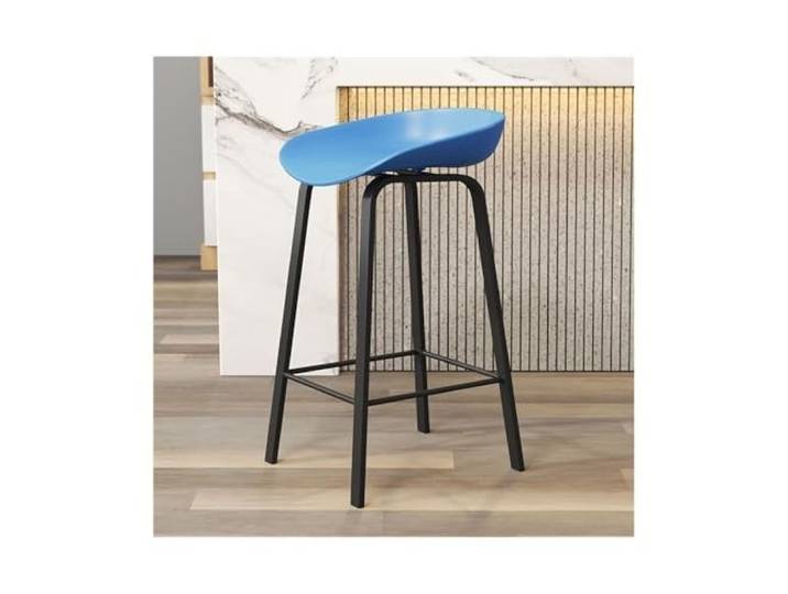 Barstühle Blauer Barhocker, Sitz aus Holz und Eisen, 65/75 cm(Klein)