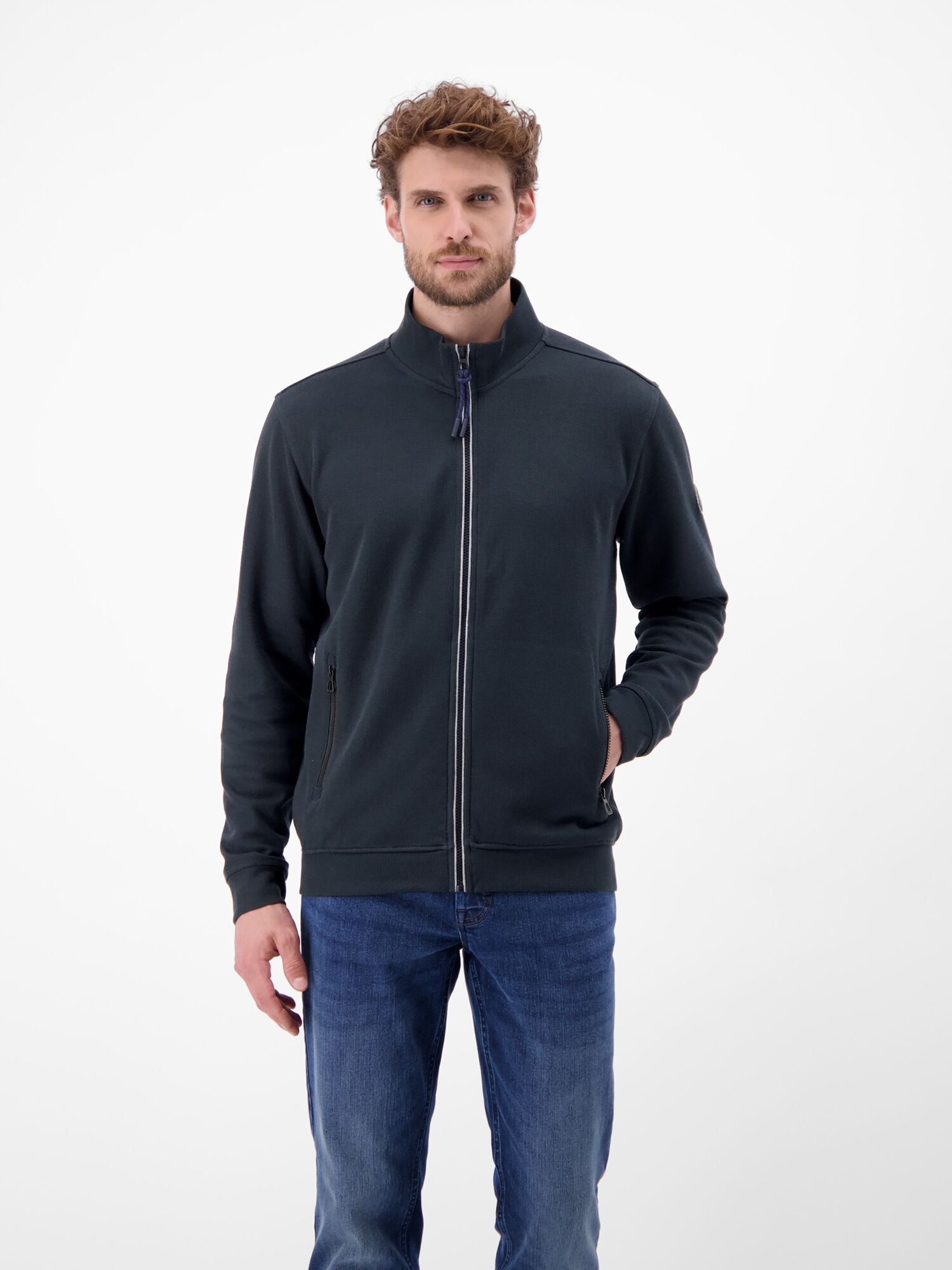 Sweatjacke LERROS "Basic Sweatjacke FOR EVERY DAY", Herren, Gr. XL, schwarz (classic navy), 90% Baumwolle, 10% Polyester, Sweatjacken Sweatjacke classic navy XL