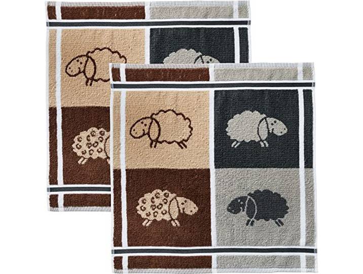 Kracht Frottier-Geschirrtuch Schafe 2er-Pack Baumwolle Schafe Größe 50x50 cm