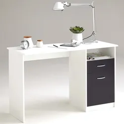 FMD Schreibtisch mit 1 Schublade 123x50x76,5 cm Weiß/Schwarz 3004-001