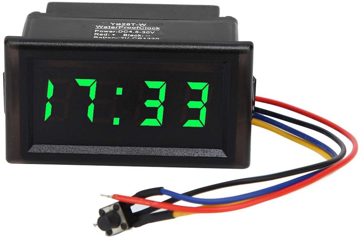 ONF3 Multifunctionele Elektronische Klok - Digitale Tijdweergave - Waterdicht en Stofdicht - Groen - Geschikt voor Auto en Truck