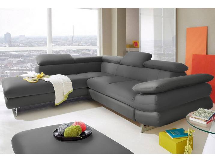 COTTA Ecksofa Solution L-Form, Design Sofa, bequeme Wellenunterfederung, Design Fuß, mit Arm- & Kopfteilverstellung, wahlweise mit Schlaffunktion