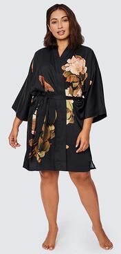 KIM + ONO Plus Size Peony & Butterfly Kimono Robe - Short   KIM+ONO - black (final sale) / plus size