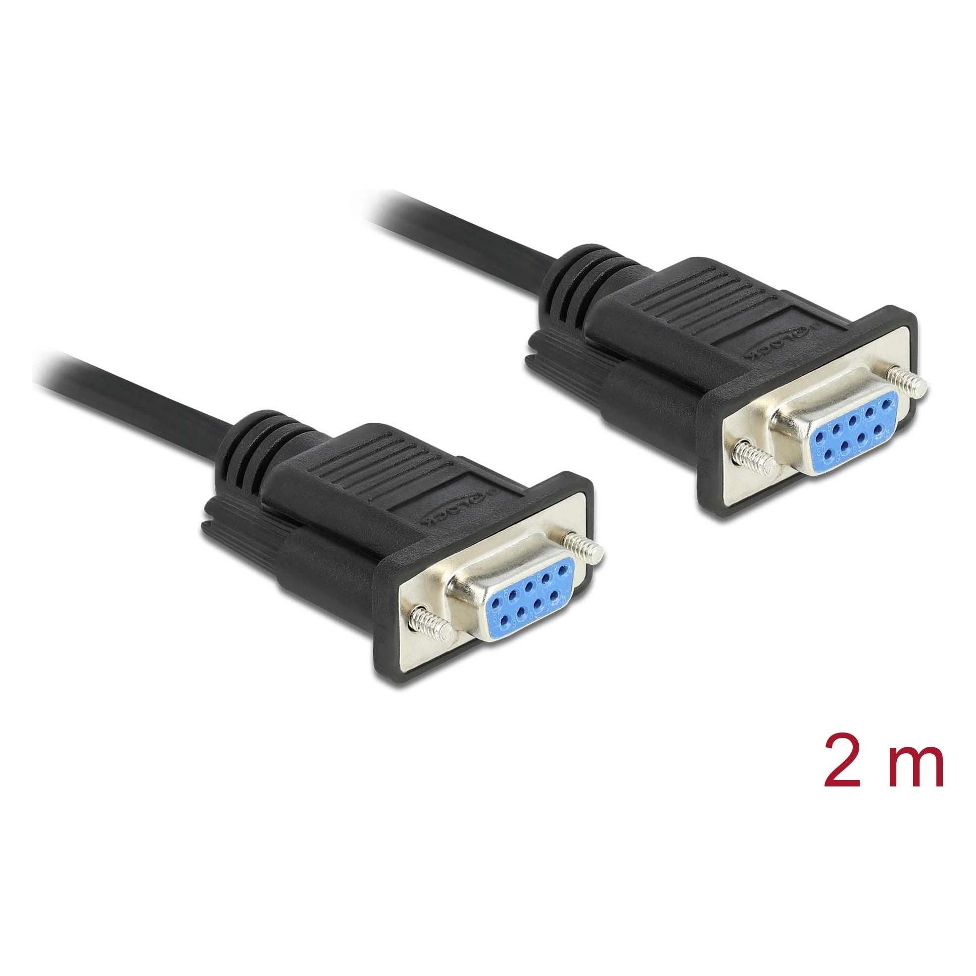 Delock Seriell Kabel RS-232 D-Sub 9 Buchse zu Buchse Nullmodem mit schmalem Steckergehäuse (2 m) (87472)