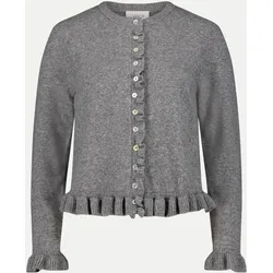 Strickjacke mit Rüschen Grau 38