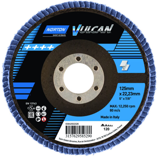 Norton Disque à lamelles Vulcan 125 mm P120 ; Saint-Gobain (63642502326)