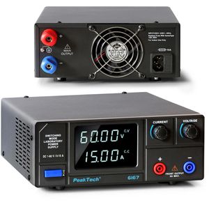 PeakTech Labornetzteil P 6167, mit LED-Anzeige, 1 Kanal, Schaltnetzteil, 900 W, 15 A, 60 V