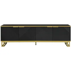 TV-LOWBOARD Schwarz & Gold mit 4 Türen Geometrisches Design 160cm
