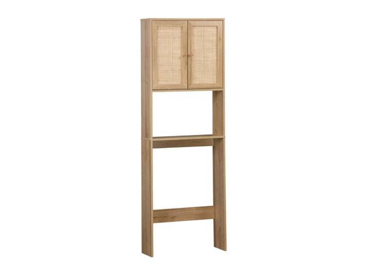 Etagère meuble wc décor bois et cannage naturel