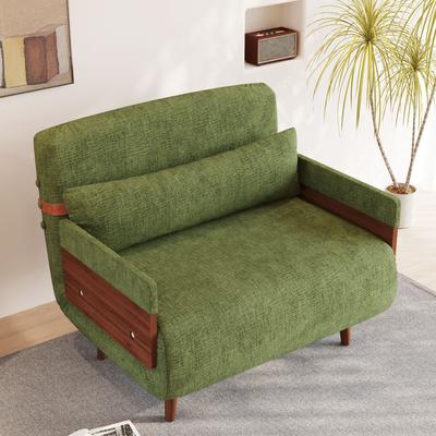 The Right Path "35.4 inch Modern Convertible Sleeper Chair Bed with Wood Armrests - 35.4"" Wx29.9"" Dx 31.5""H"