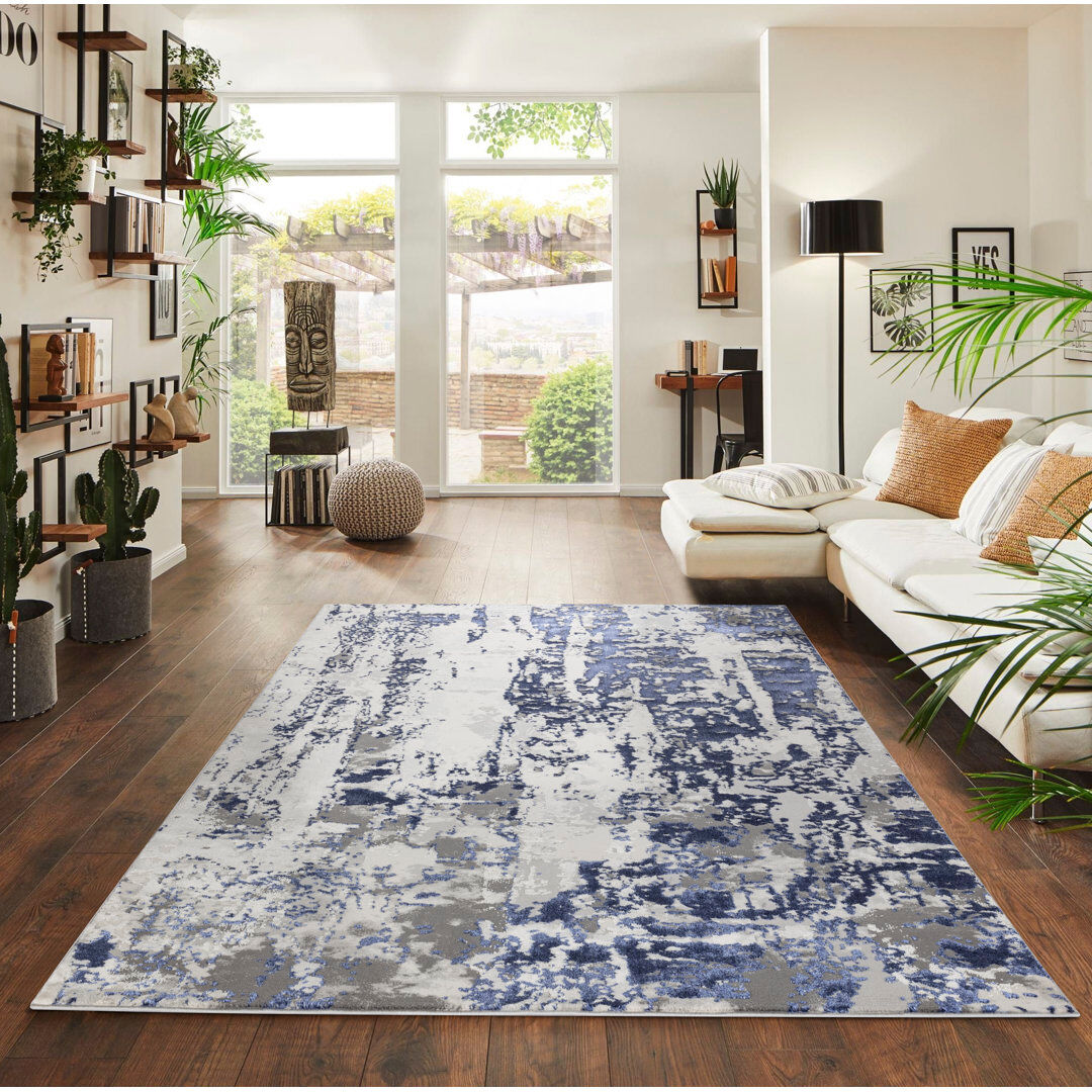 Rio Abbey-Leigh Abstract Area Rug Navy Rectangle 120cm x 170cm