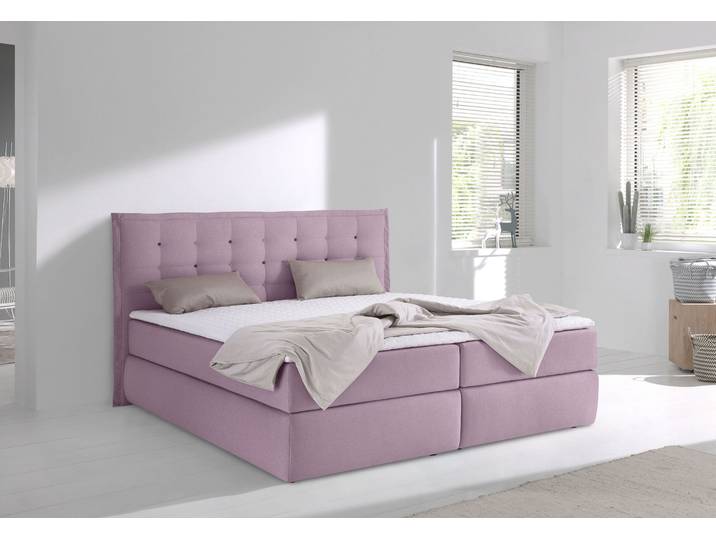 Boxspringbett, Rosé, 215x210 cm, Feinstruktur, 2 Matratzen & Topper, Modern, Inosign