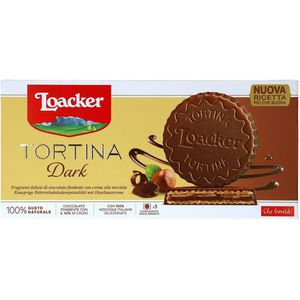 Loacker Waffeln Tortina Dark Hazelnut, Waffeltörtchen, mit Schokolade & Haselnüssen, einzeln verpackt, 63 g, 3 Stück