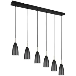 Esszimmerleuchte hängend Hängeleuchte schwarz Hängelampe Höhenverstellbar, Metall, 6x E14 Fassungen, LxBxH 90x9x150 cm