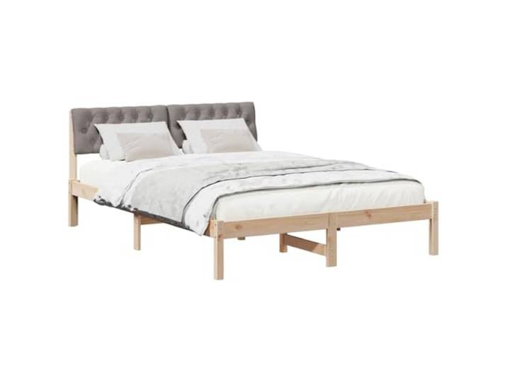 KTHLBRH Bettgestell aus Kiefernholz, 135 x 190 cm Gepolstertes Kopfteil, modernes Design, Kapazität 200 kg, pflegeleicht