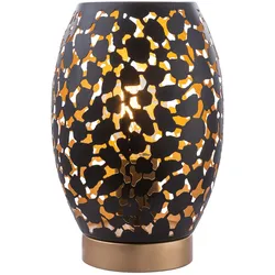 Nacht Schreib Tisch Leuchte schwarz gold Dekor Stanzungen Design Lese Lampe