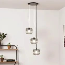 HOME DELUXE Hängeleuchte aus Glas LILY - Rauchgrau