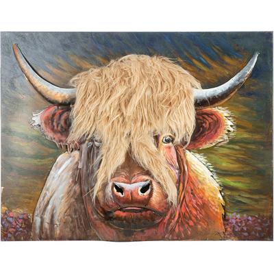 Metallbild GILDE "Bild rechteckig Highland-Beauty braun", bunt (farbe bild(er): braun), B:80cm H:60cm T:3,5cm, Metall, Bilder, Highland Cattle Tierporträt rustikaler Charme Landhaus Country