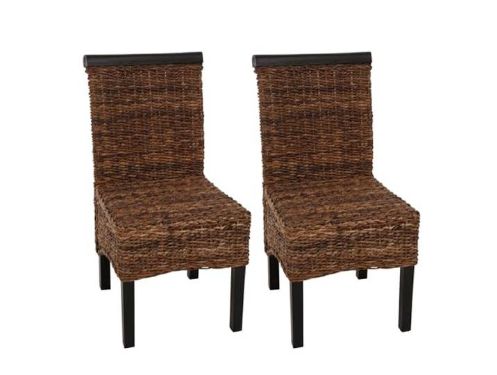 Mendler 2er-Set Esszimmerstuhl M45 Bananengeflecht - dunkel, ohne Kissen Stuhl, Korbstuhl