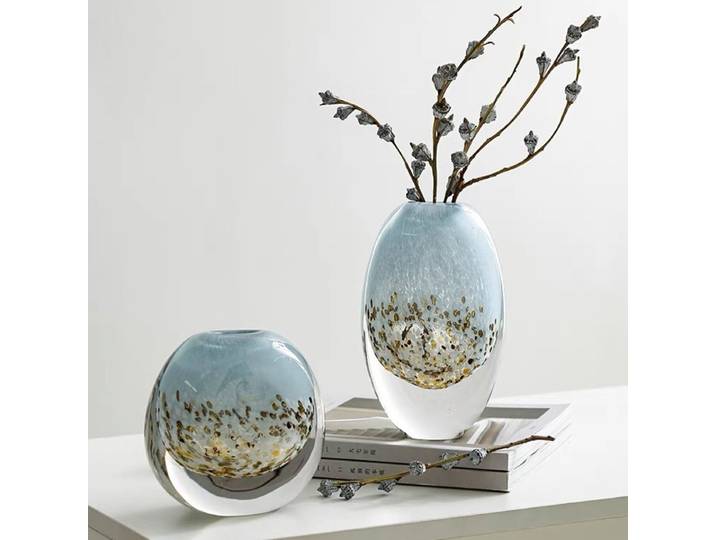 Vase rond en verre doré saupoudré nickel é, vase à fleurs de Gand ement, récipient hydroponique en verre, ornement de décoration de salon