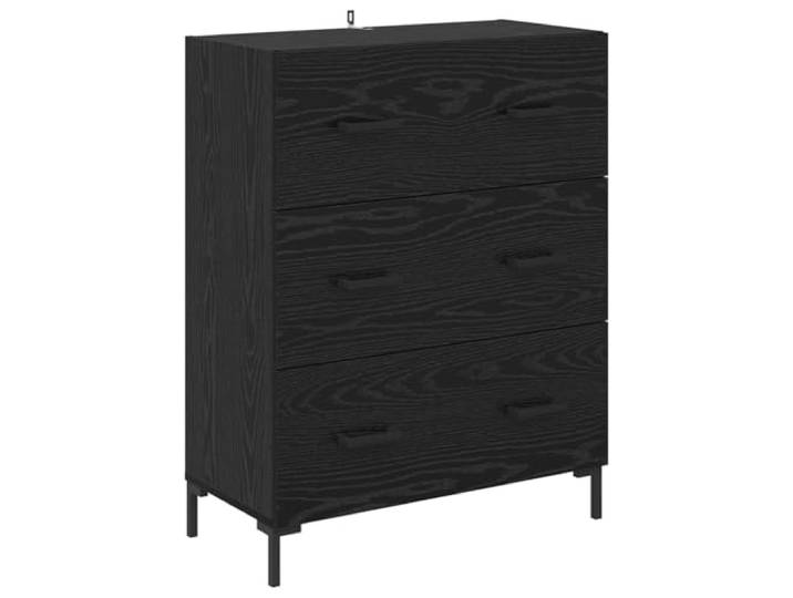 HGFDVCMR Sideboard mit Schubladen Schwarz Eichen-Optik 69,5x34x90 cm Kompakter Kommodenschrank für Wohnzimmer und Flur: Gezielte Ordnung durch geräumige Fächer und matte Metallakzente.