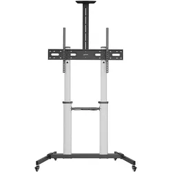 Manhattan Aluminium Multimedia TV-Ständer auf Rollen, höhenverstellbar (80 kg, 60" - 100"), TV Ständer, Schwarz, Silber