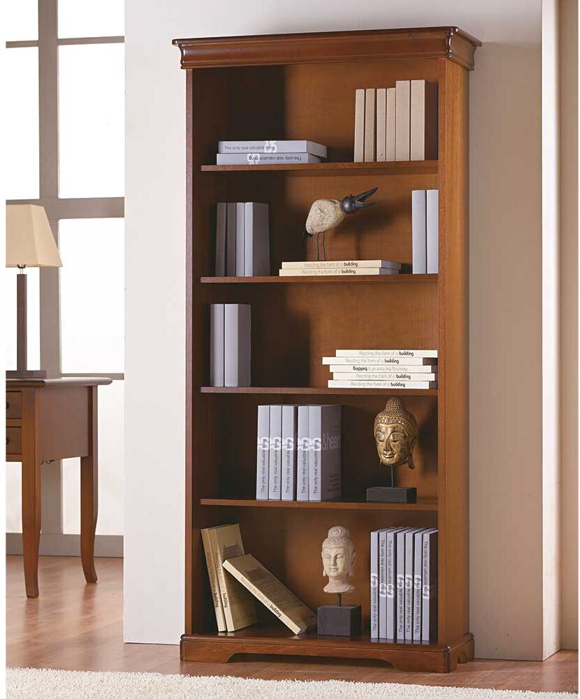 Pharao24.de Klassisches Buch Regal in Nussbaumfarben 179 cm hoch - 32 cm tief
