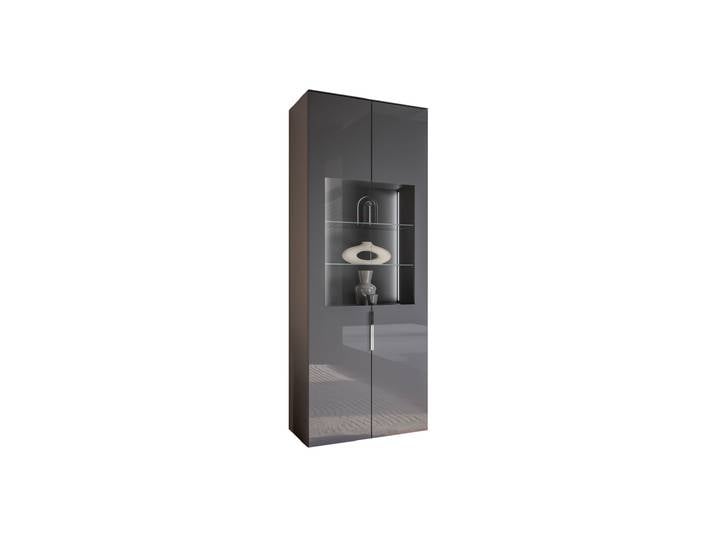 Vitrine mit Beleuchtung anthrazit - Glasfront - Breite 75 cm - SANTORIN