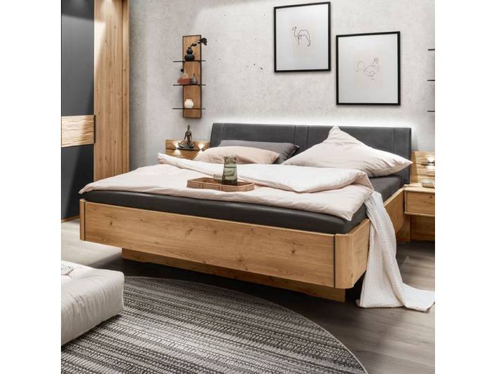 Bett Mateo Komfort Eiche Dekor 160x210cm modern, Mit Beleuchtung höhenverstellbar