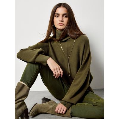 Fledermauspullover APRICOT "Apricot Rollkragenpullover mit übergroßen Fledermausärmeln", Damen, Gr. S (36), grün (khaki), Obermaterial: 48% Viskose CV. 32% Polyester PES. 20% Polyamid PA., Pullover, mit Fledermausärmeln